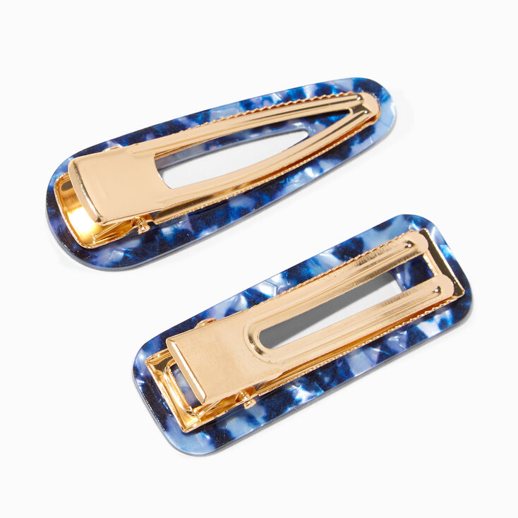 Pearlized Tortoiseshell Hair Clips - 2 Pack/Navy Blue,