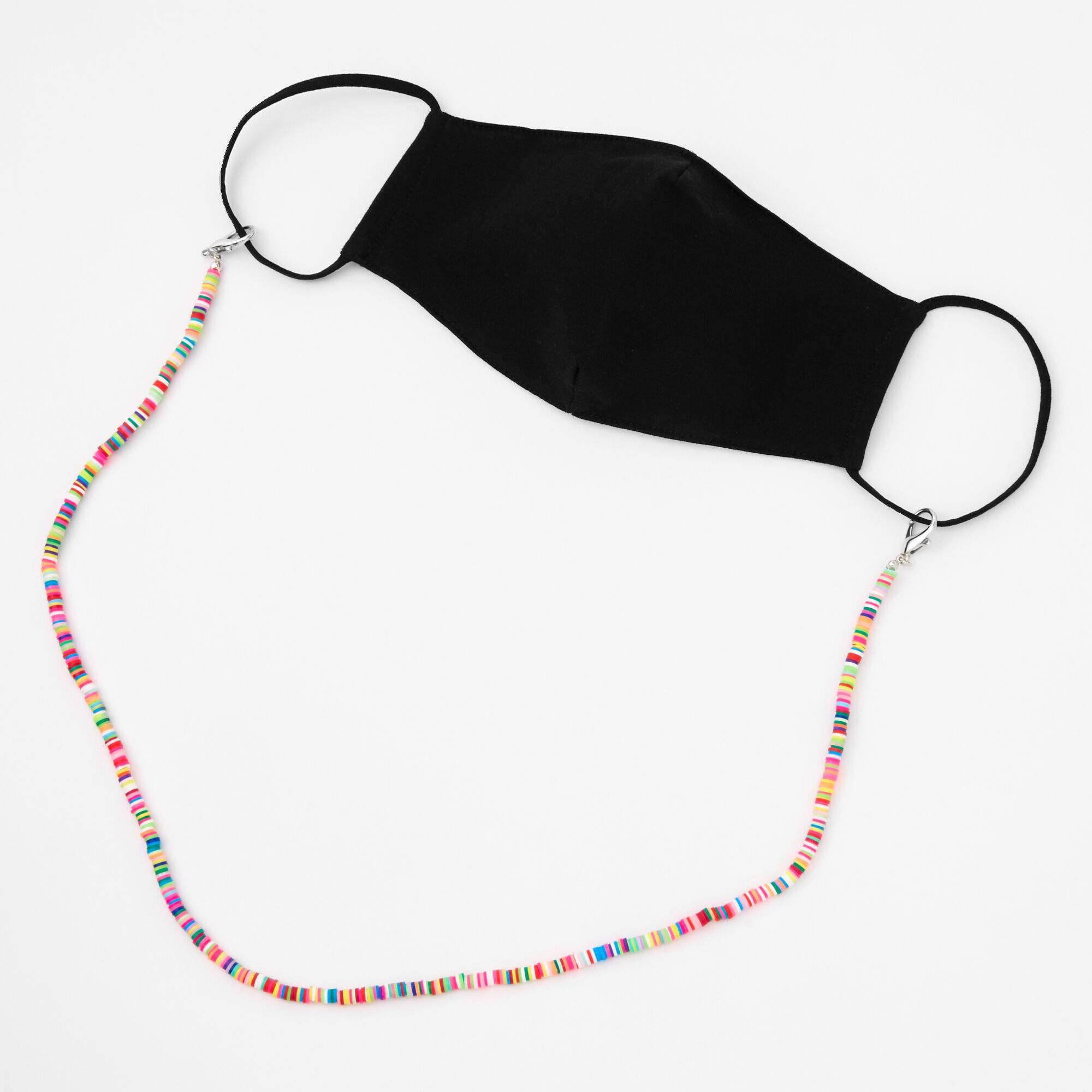 Bright Rainbow Beaded Face Mask Lanyard,