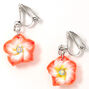 Pendantes &agrave; clip 2,5&nbsp;cm motif hibiscus - orange,