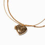 Gold-tone Filigree Heart Locket Pendant Necklace,