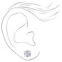 Silver-tone Cubic Zirconia 3MM, 4MM, 6MM Square Stud Earrings - 3 Pack ,