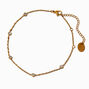 Gold-tone Stainless Steel Cubic Zirconia Stationed Chain Anklet,