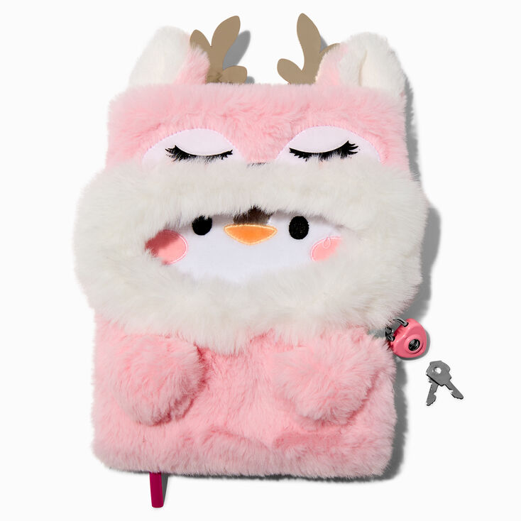 Pink Reindeer Costume Furry Lock Diary,
