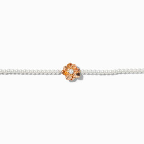 Gold-tone Floral Pearl Choker Necklace,