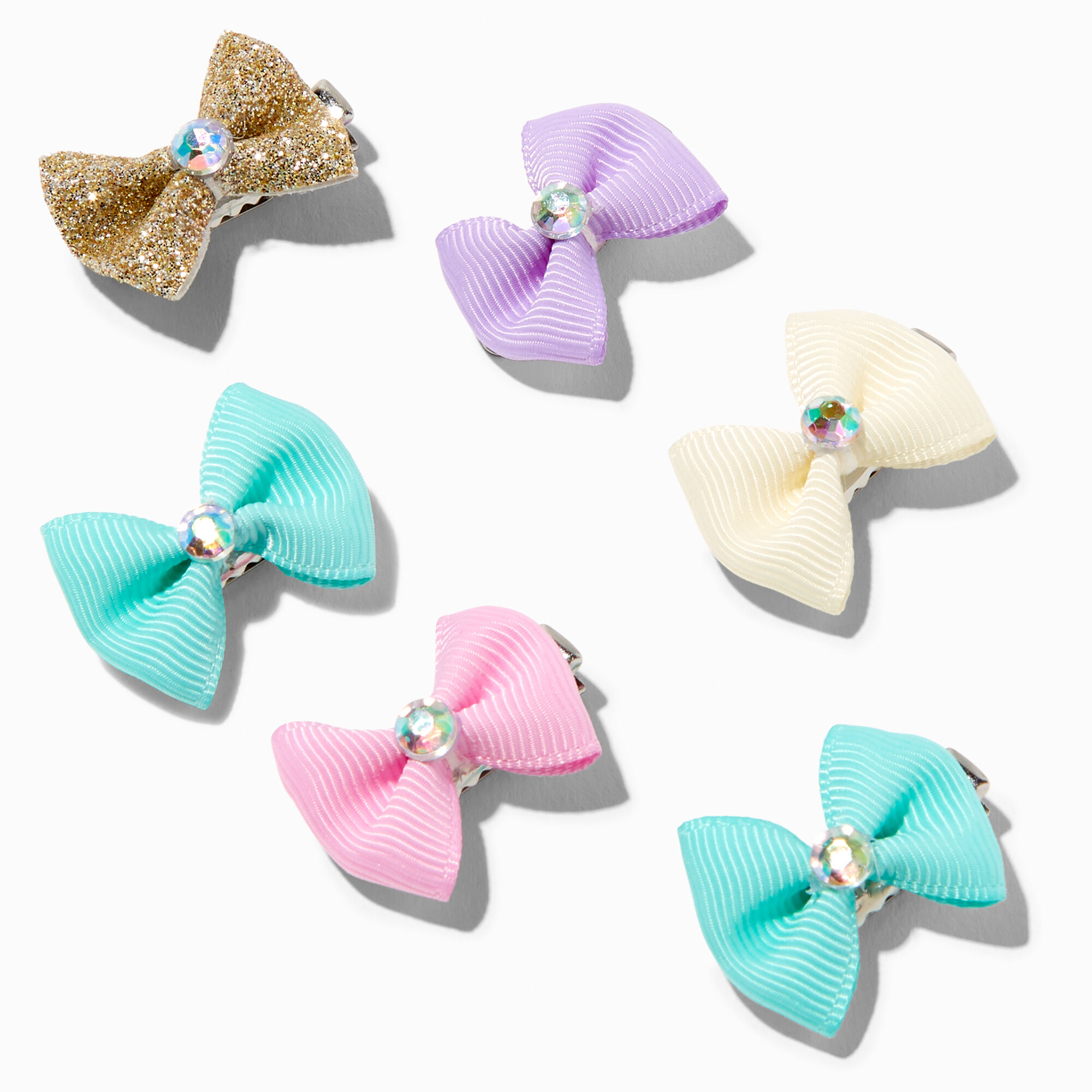 Claire's Club Forest Glitter Hair Bow Clips - 6 Pack,