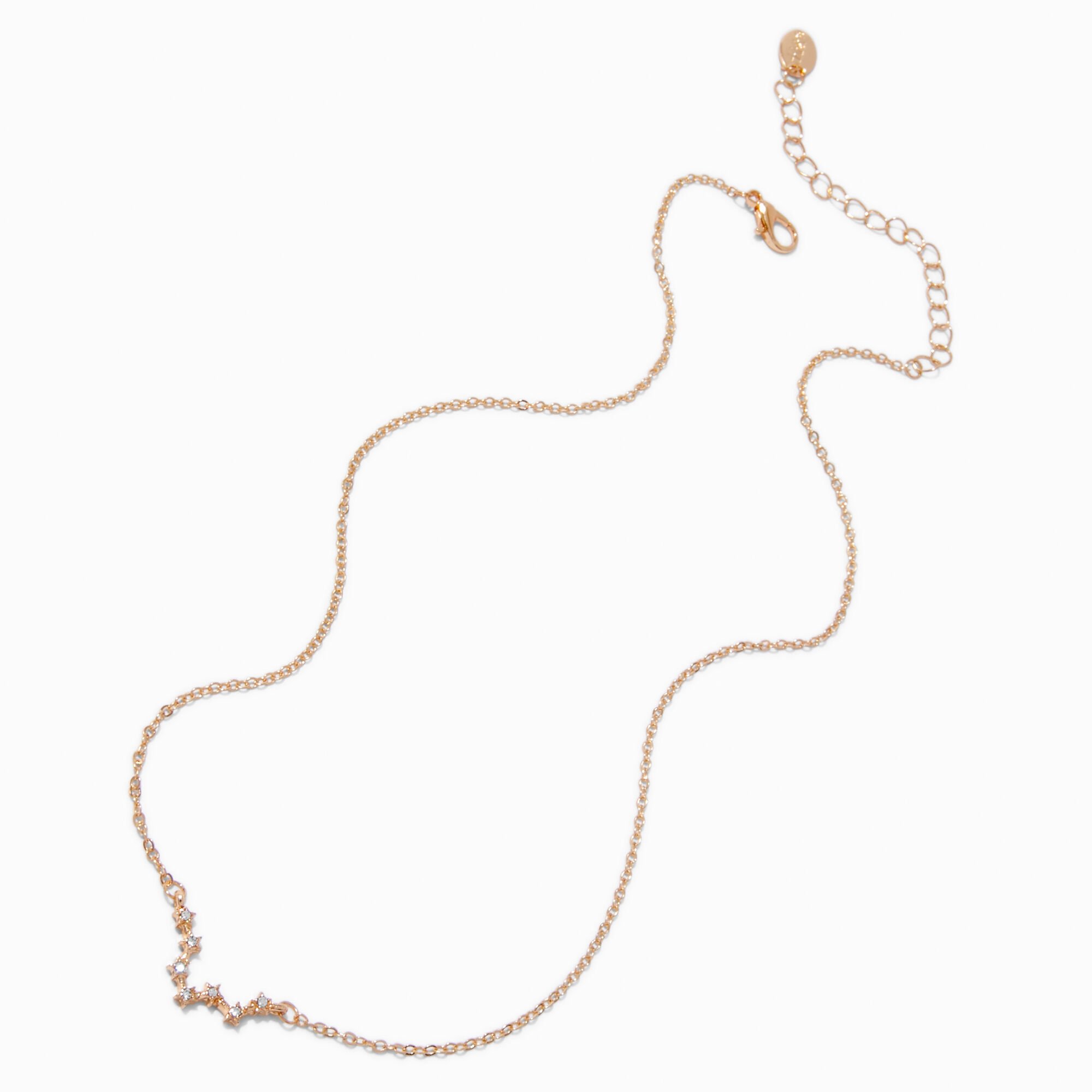Gold-tone Zodiac Constellation Pendant Necklace - Pisces,