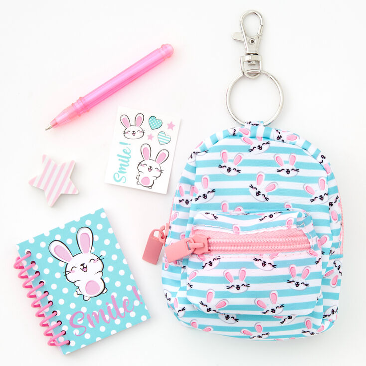&quot;Smile!&quot; Bunny 4&#39;&#39; Backpack Stationery Set - Blue,