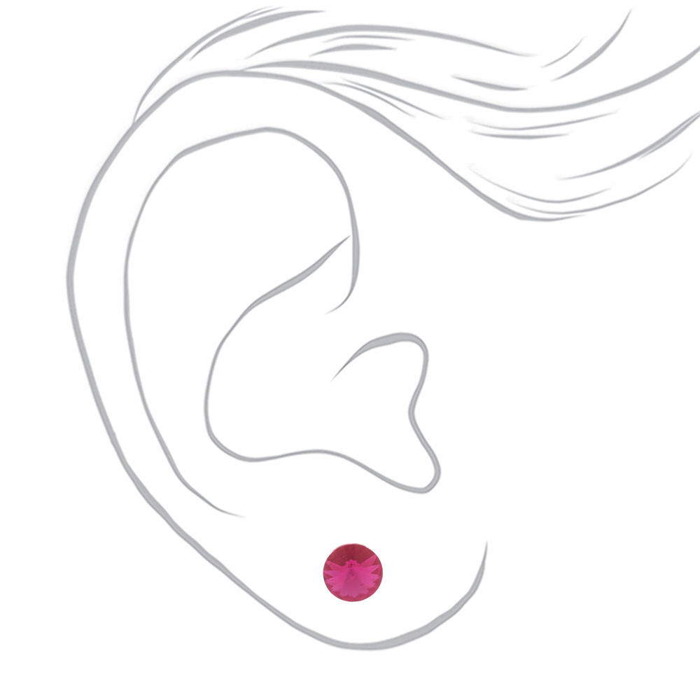 Sterling Silver Swarovski® Stone Stud Earrings - Fuchsia,