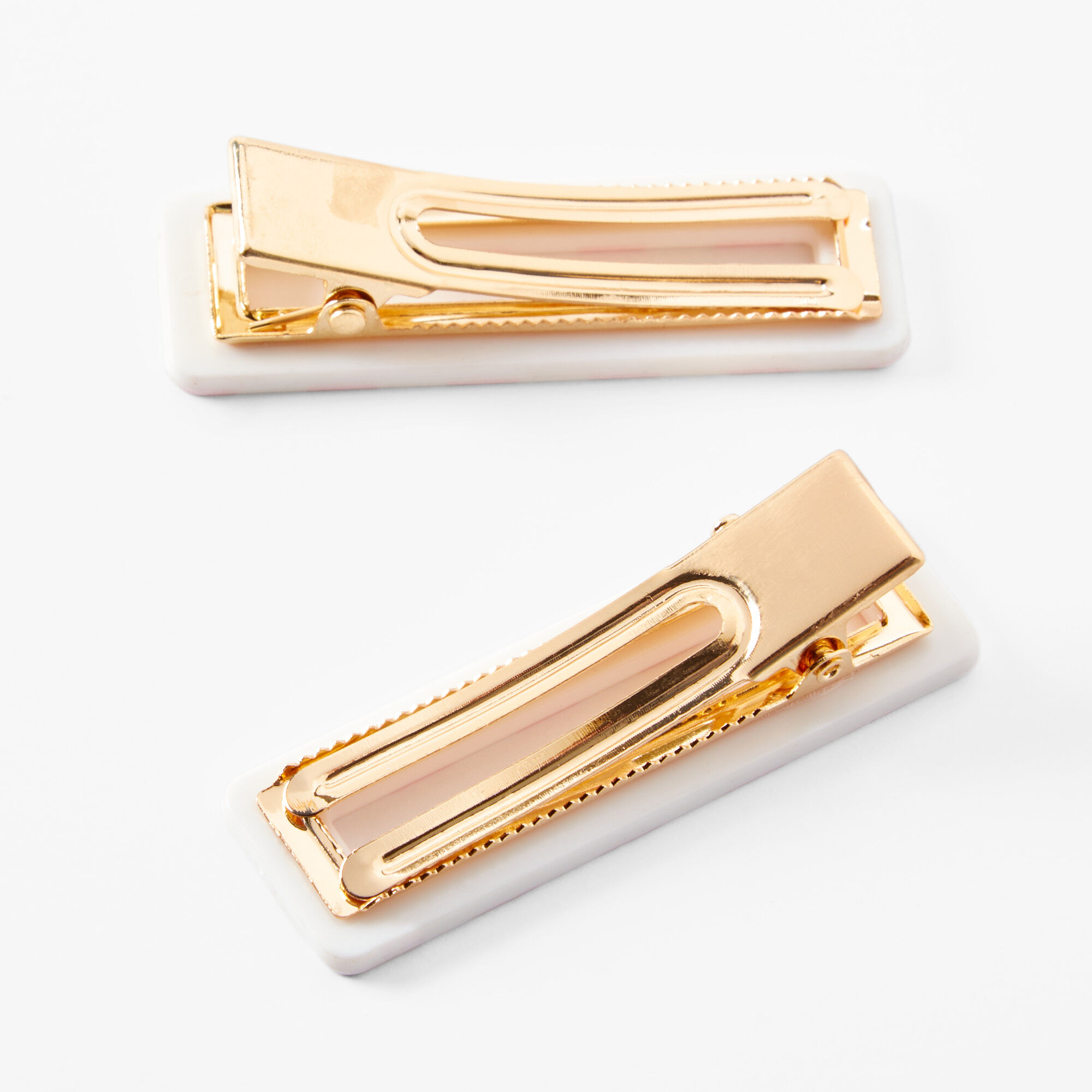Pink & White Checkered Hair Clips - 2 Pack,