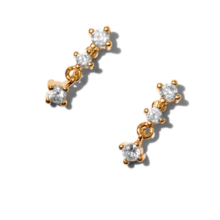 C LUXE by Claire&#39;s 18k Yellow Gold Plated Triple Cubic Zirconia 0.5&quot; Drop Earrings,
