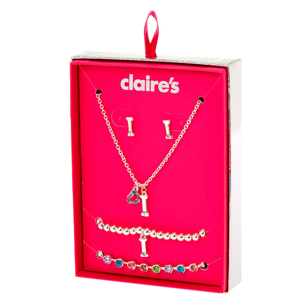 Silver Rainbow Initial Jewellery Gift Set I 4 Pack