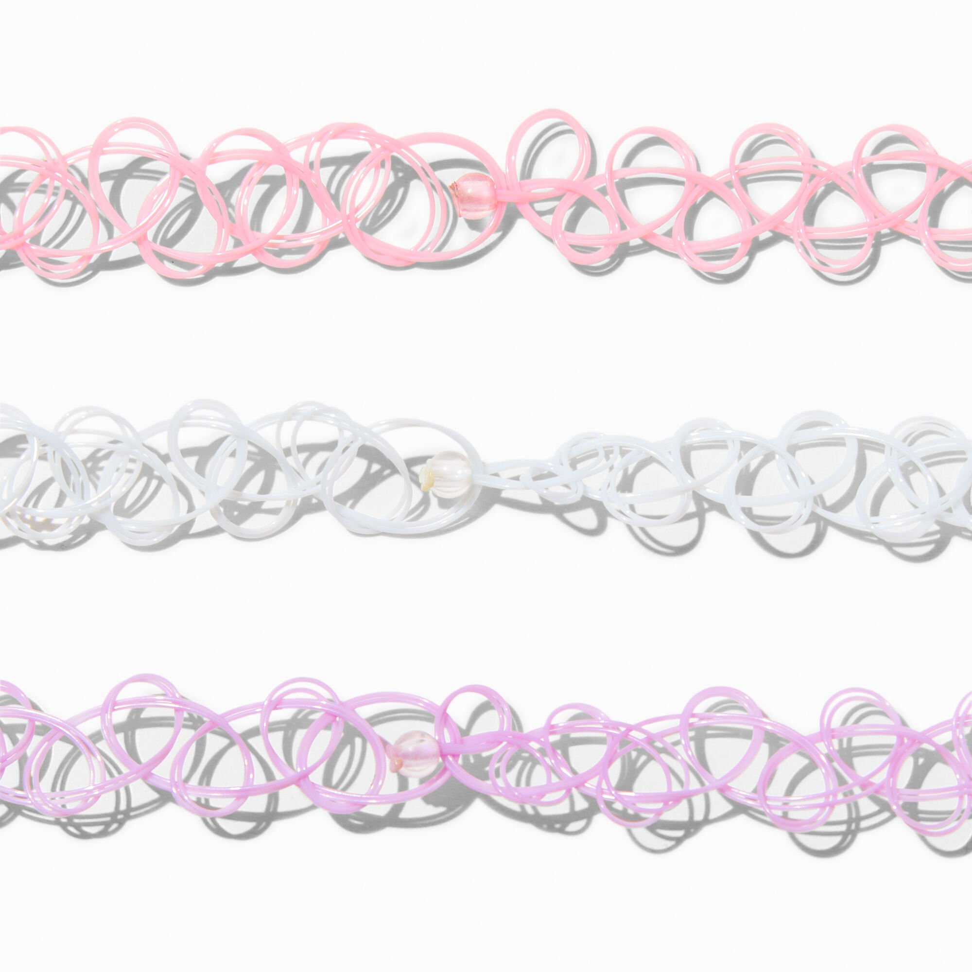 Ras-de-cou effet tatouage avec changement de couleur UV cœur pastel best friends - Lot de 3,