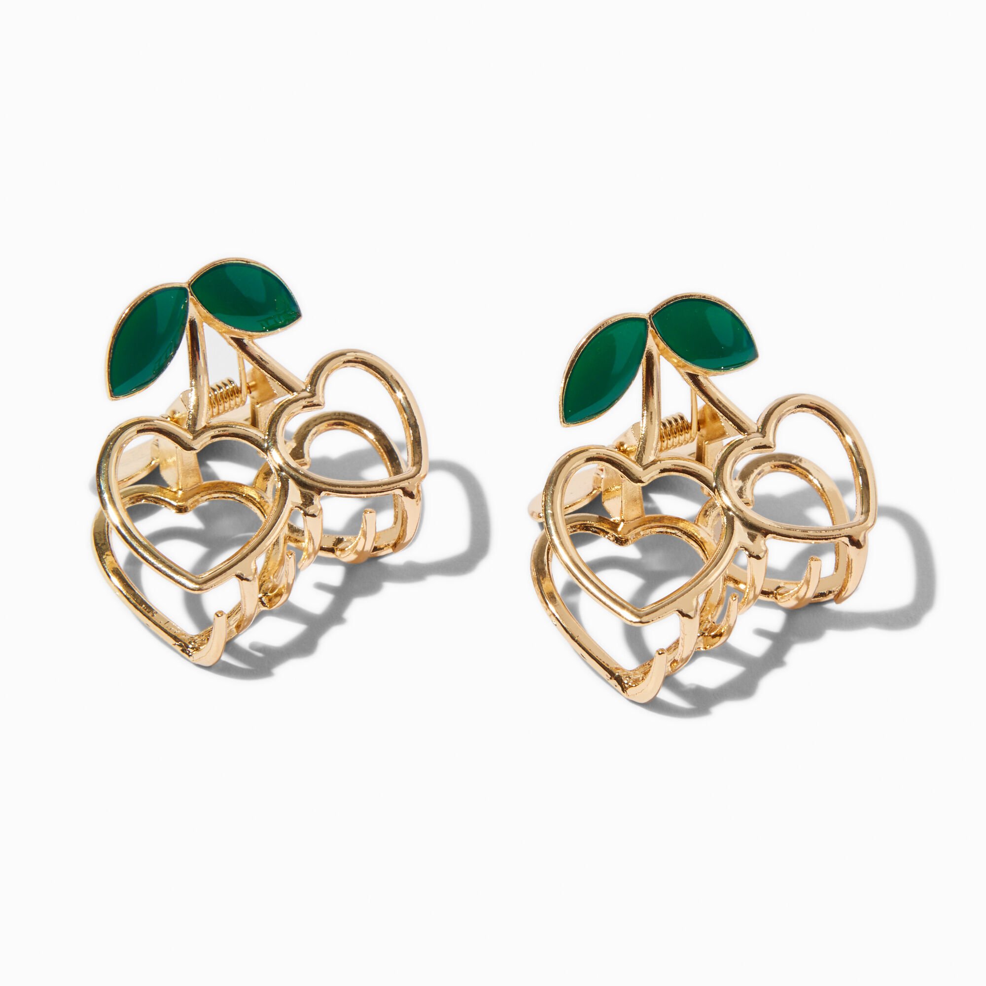 Gold Heart Cherry Hair Claws - 2 Pack,