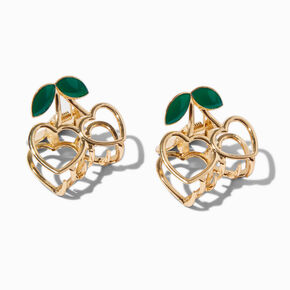 Gold Heart Cherry Hair Claws - 2 Pack,