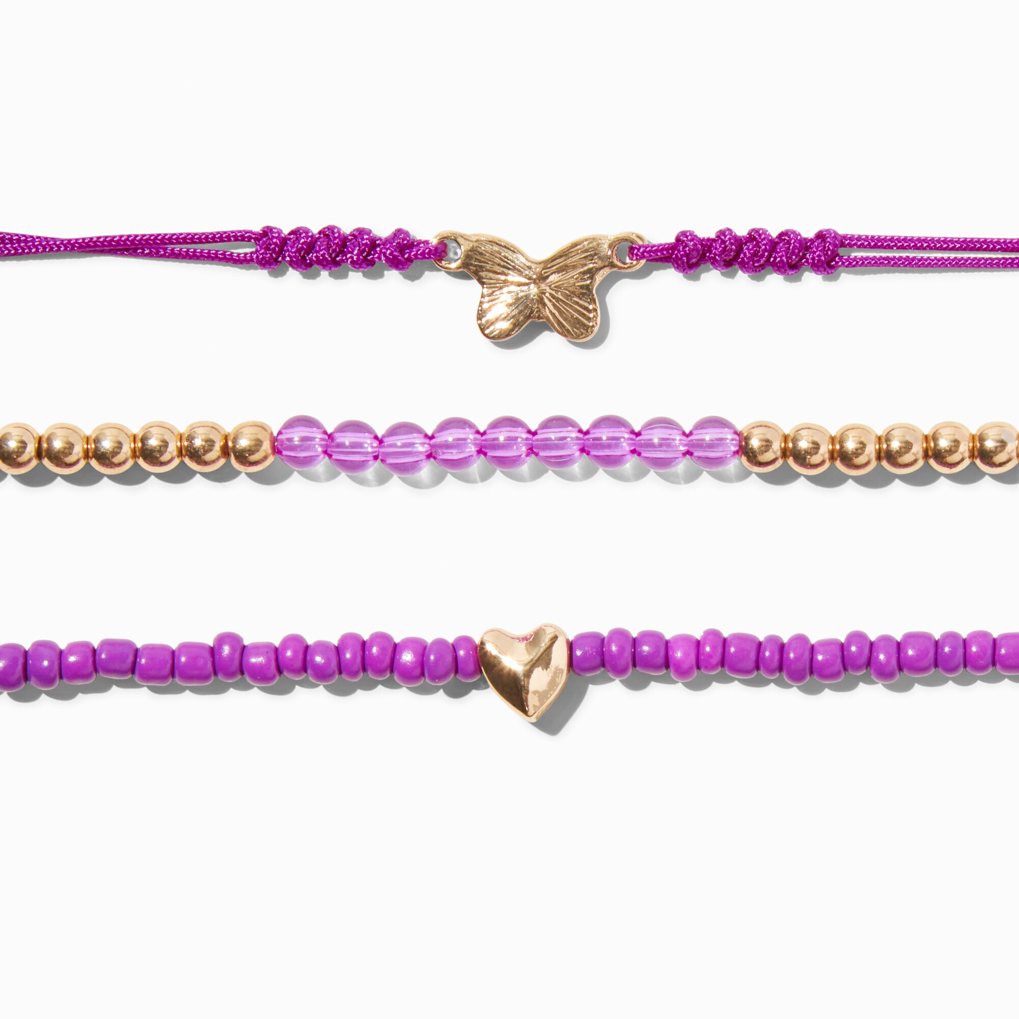 February Birthstone Beaded Stretch Bracelets - 3 Pack,