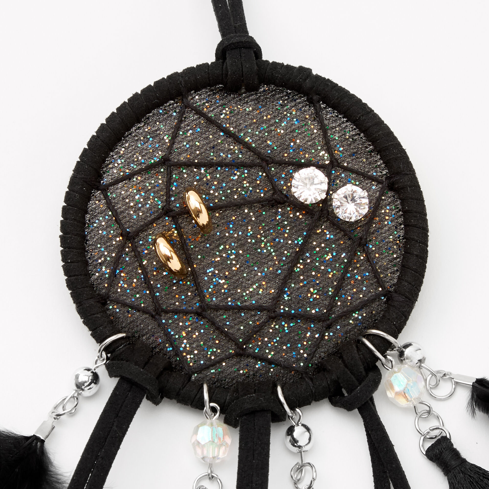 Small Glitter Feather Hanging Wall Art - Black,