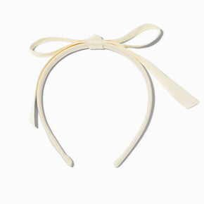 Ivory Skinny Ribbon Bow Headband ,