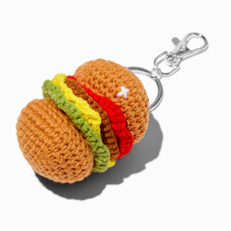 Deluxe Hamburger Crocheted Keychain,