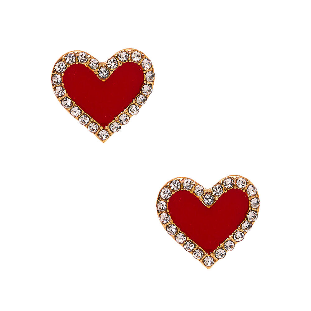 Red heart store stud earrings