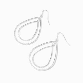 Silver-tone 1.5&quot; Double Teardrop Drop Earrings,