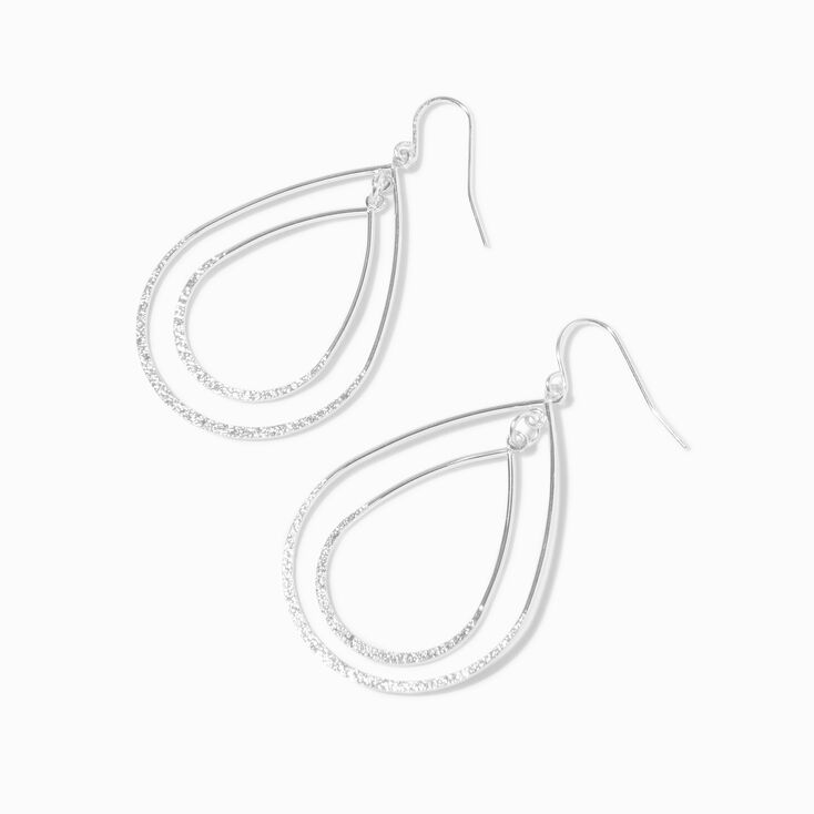 Pendantes double goutte 4&nbsp;cm couleur argent&eacute;e,