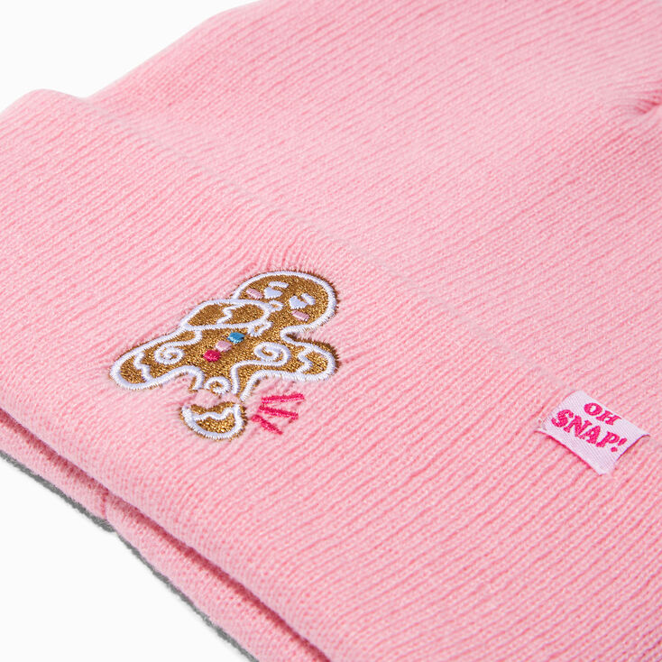 &quot;Oh Snap!&quot; Gingerbread Cookie Pink Beanie Hat,