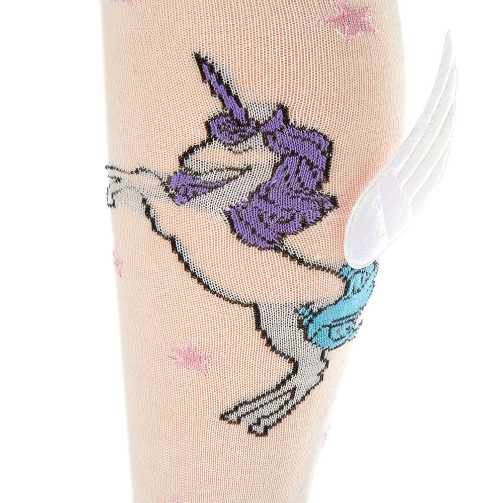 3D Unicorn Wings Knee High Socks - White,