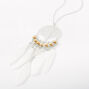 Silver Tree Of Life Beaded Feather Long Pendant Necklace - White,