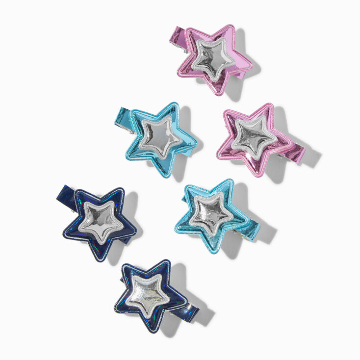 Claire&#39;s Club Starry Puffy Hair Clips - 6 Pack,