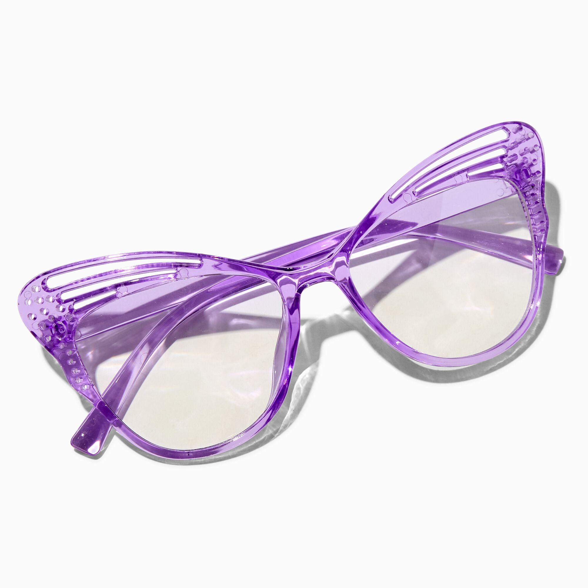 Claire's Club Novelty Purple Butterfly Wing Clear Lens Frames,