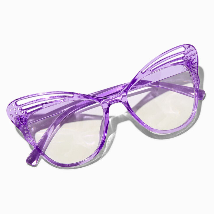 Lunettes &agrave; verres transparents ailes de papillon violettes fantaisie Claire&#39;s Club,