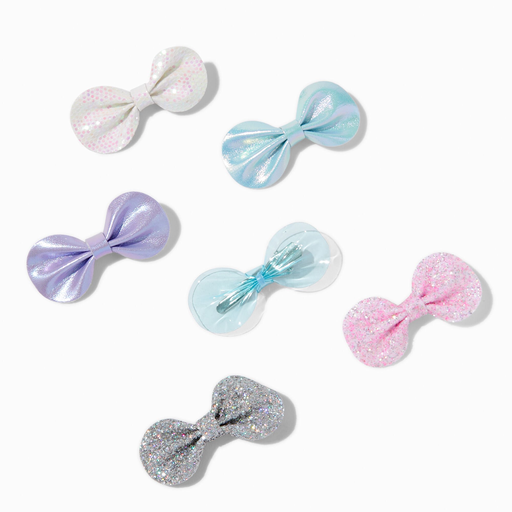 Claire's Club Pastel Textured Hair Bow Clips - 6 Pack,