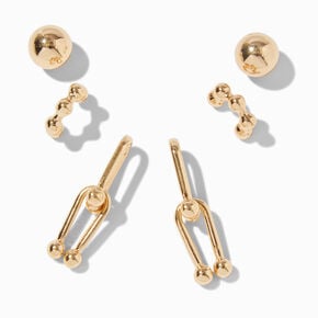 Gold-tone Ball Earring Stackables Set - 3 Pack,