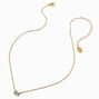 Gold-tone Cubic Zirconia Rectangular Pendant Necklace,