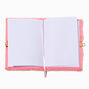 Rhinestone Strawberry Pink Furry Lock Diary,