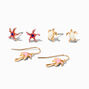 Gold-tone Sea Life Earrings Set - 3 Pack ,