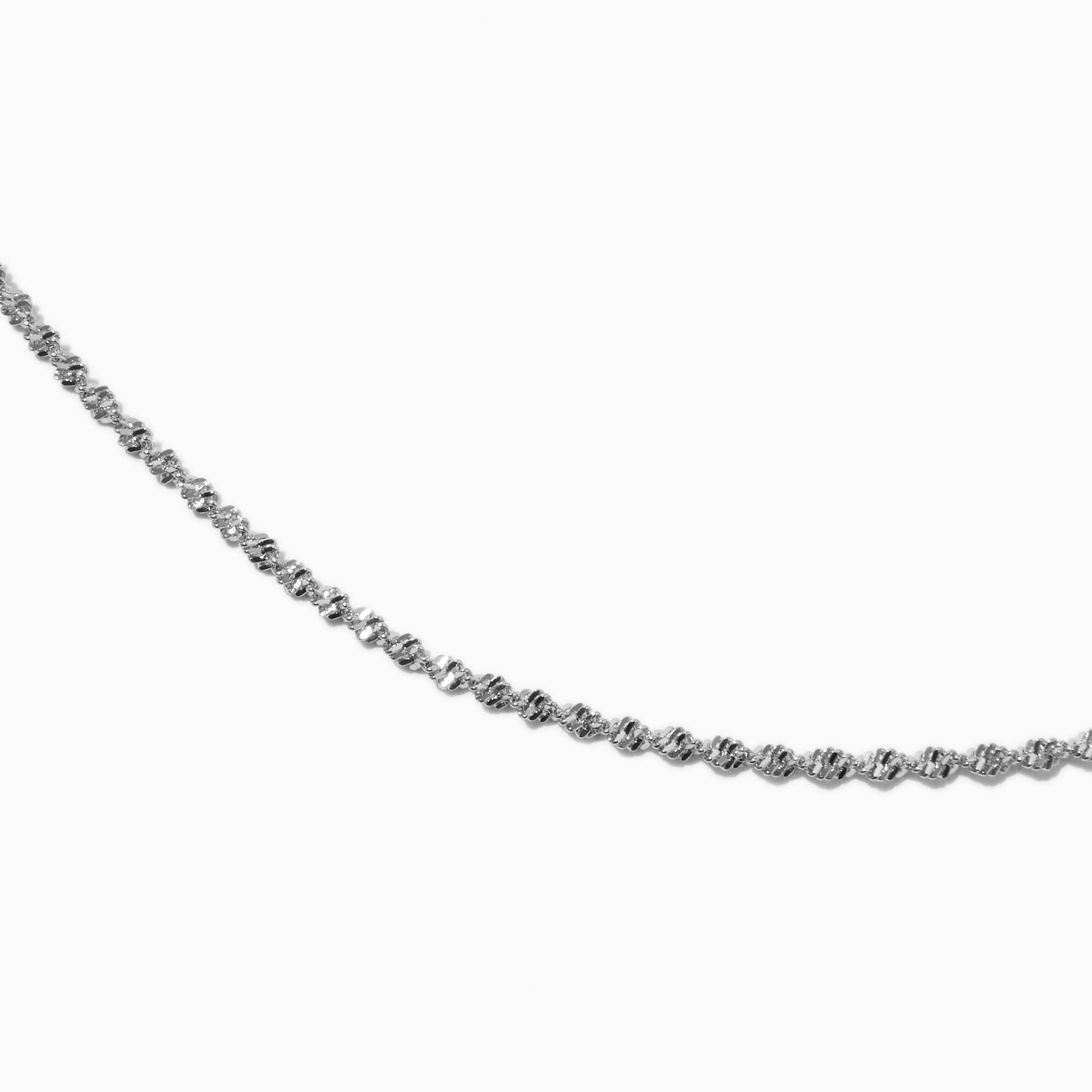 Silver-tone Stainless Steel Mini Glitter Chain Necklace ,