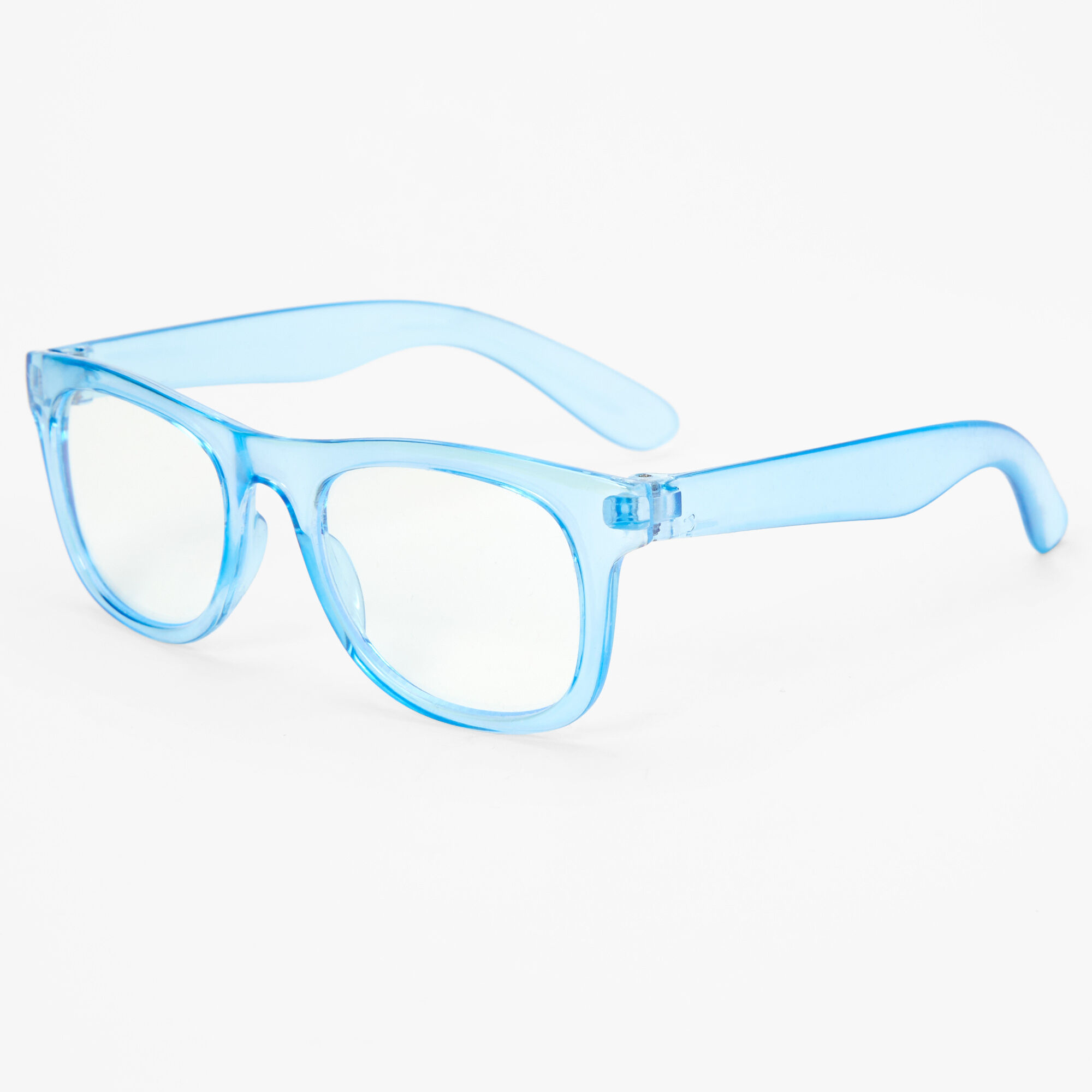 Claire s Club Solar Blue Light Reducing Clear Lens Clear Blue Frames