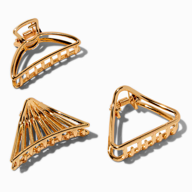 Gold-tone Triangle Hair Claws - 3 Pack,