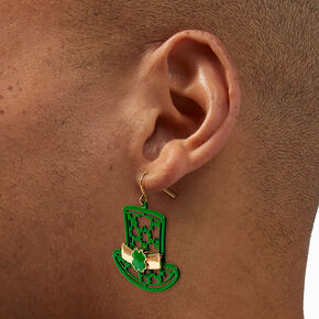 St. Patrick&#39;s Day Leprechaun Top Hat Cut-Out Drop Earrings,
