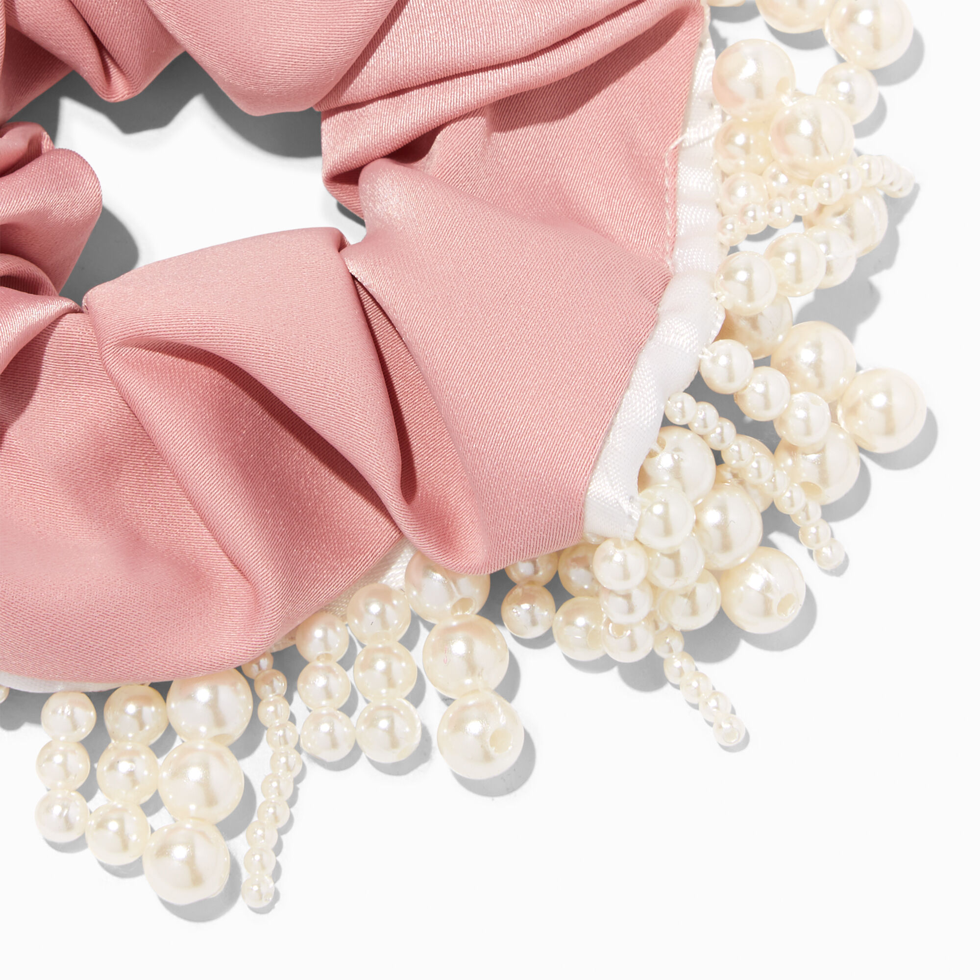 Blush Pink Pearl Fringe Hair Scrunchie,