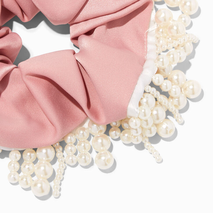 Blush Pink Pearl Fringe Hair Scrunchie,