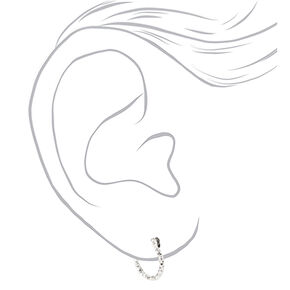 Silver-tone Graduated Textured Hinge Hoop Earrings - 3 Pack,