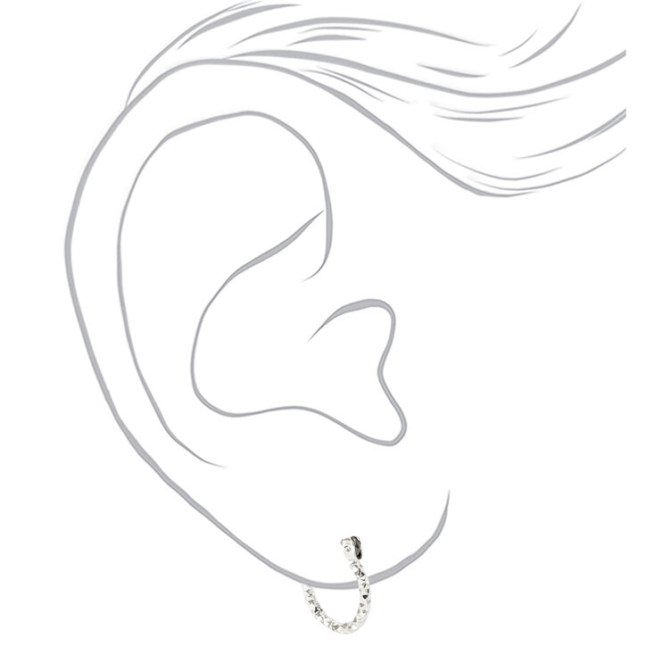 Silver-tone Graduated Textured Hinge Hoop Earrings - 3 Pack,