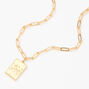Gold Rectangle Zodiac Symbol Pendant Necklace - Capricorn,