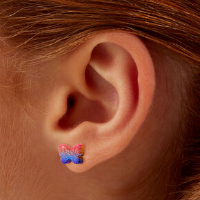Clous d&rsquo;oreilles papillon d&eacute;grad&eacute; paillet&eacute;s,