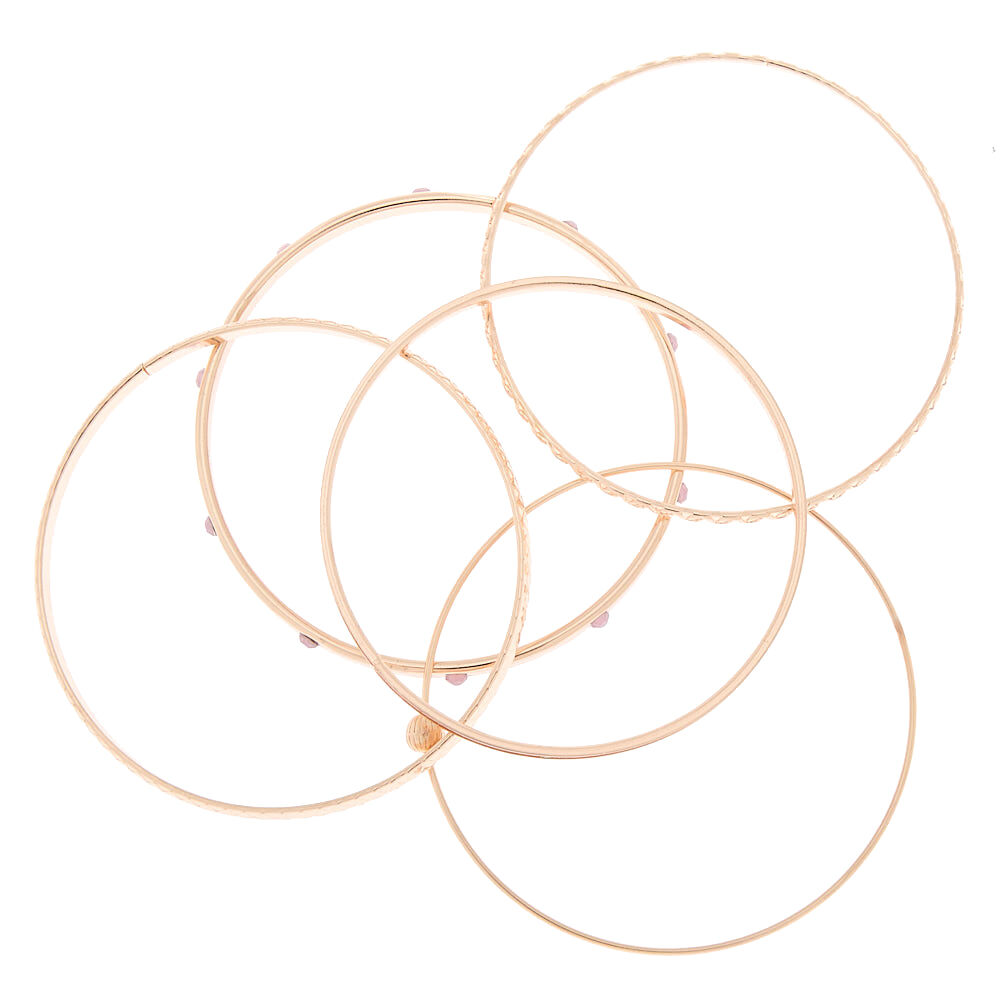 Rose Gold Assorted Glitter Bangle Bracelets - 4 Pack,