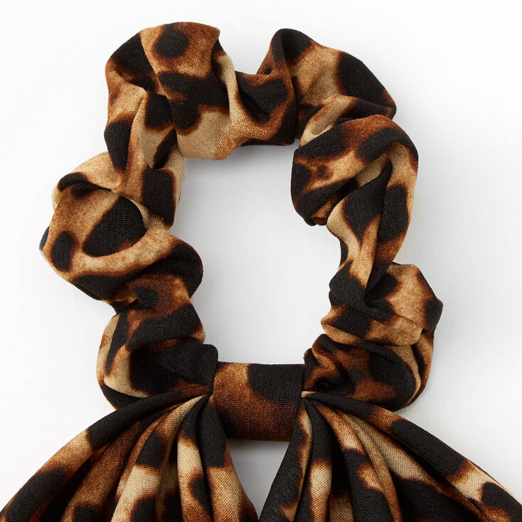 Small Leopard Hair Scrunchie Scarf - Brown,