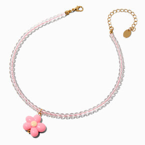 Claire&#39;s Club Pink Puffy Flower Pendant Necklace,