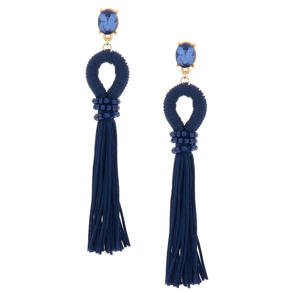 Tassel earrings navy blue hotsell